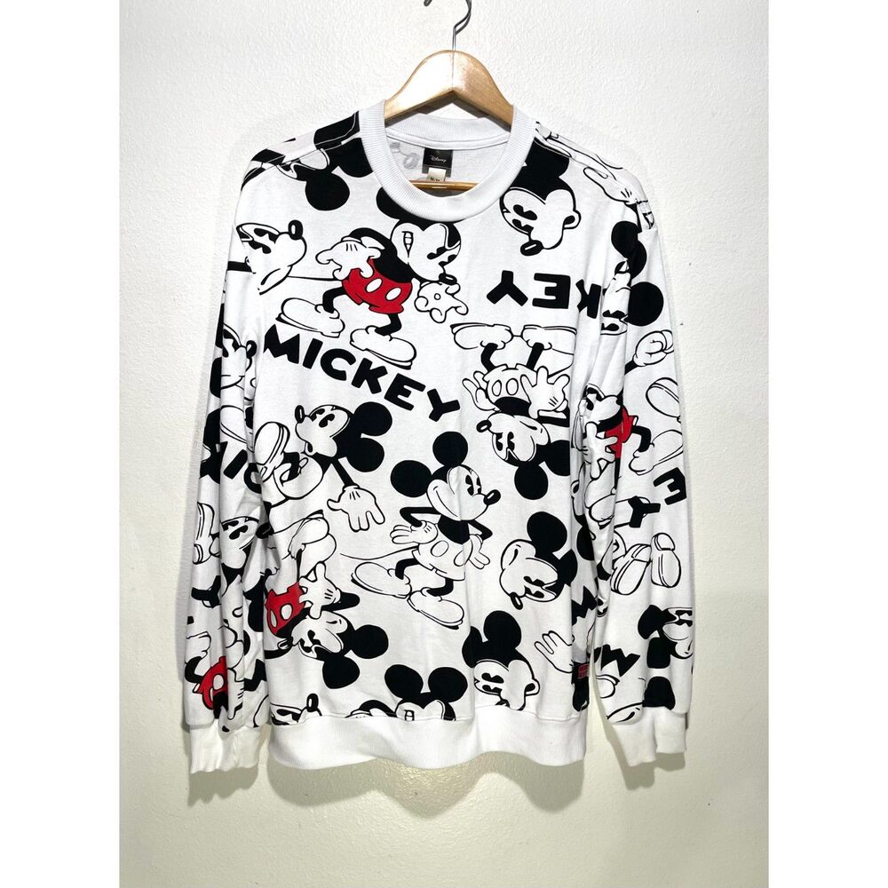 Disney Mickey Mouse sweatshirt all over print athleisure black white women M